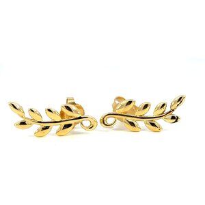 Tiffany & Co Paloma Picasso Yellow Gold Olive Leaf Climber Earrings